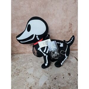 Tim Burtons Corpse Bride Plush Scraps Dog Skeleton Purse Strap Crossbody Bag New